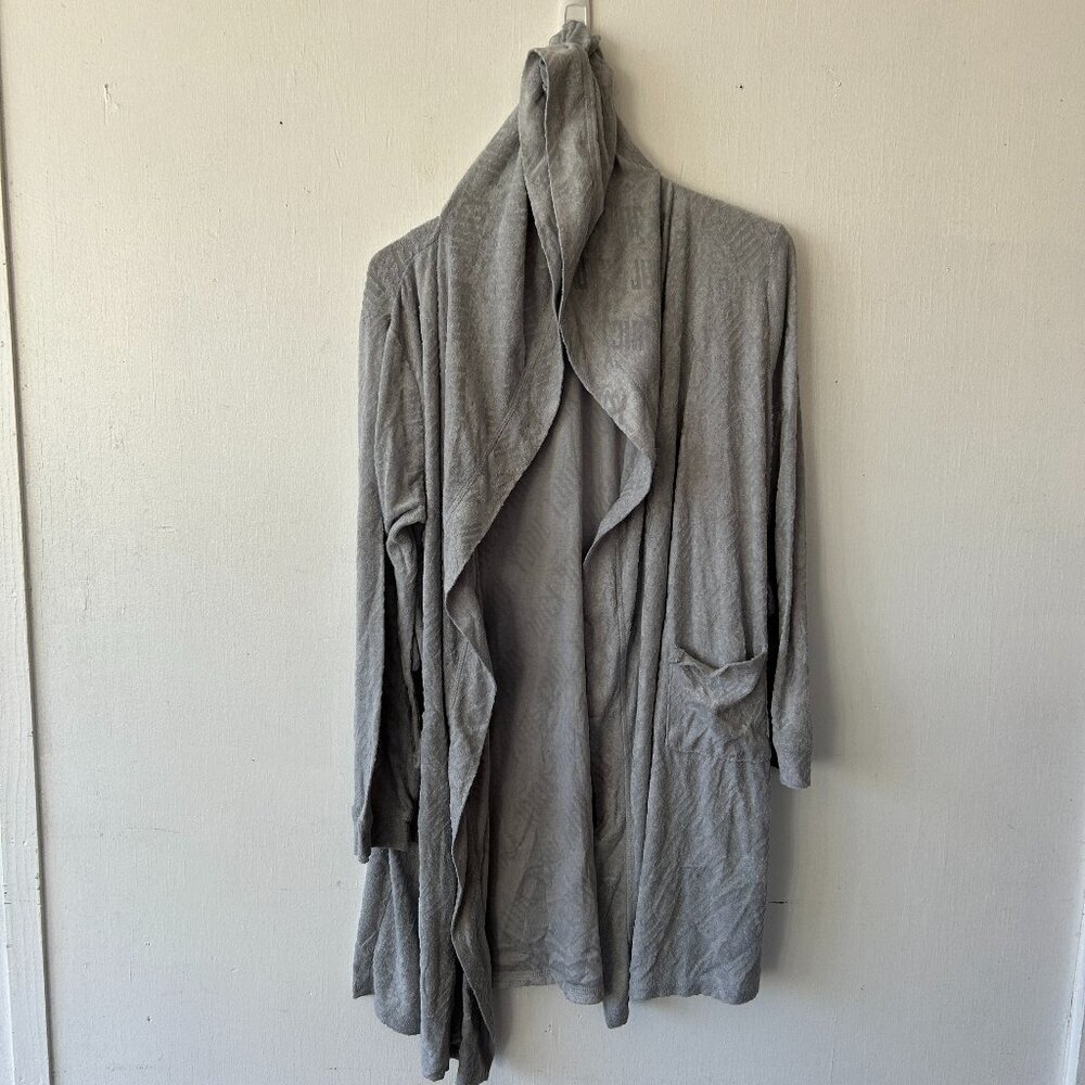 JUICY Y2K Robe Womens L/XL Gray Pockets Hooded Missing Belt FLAW